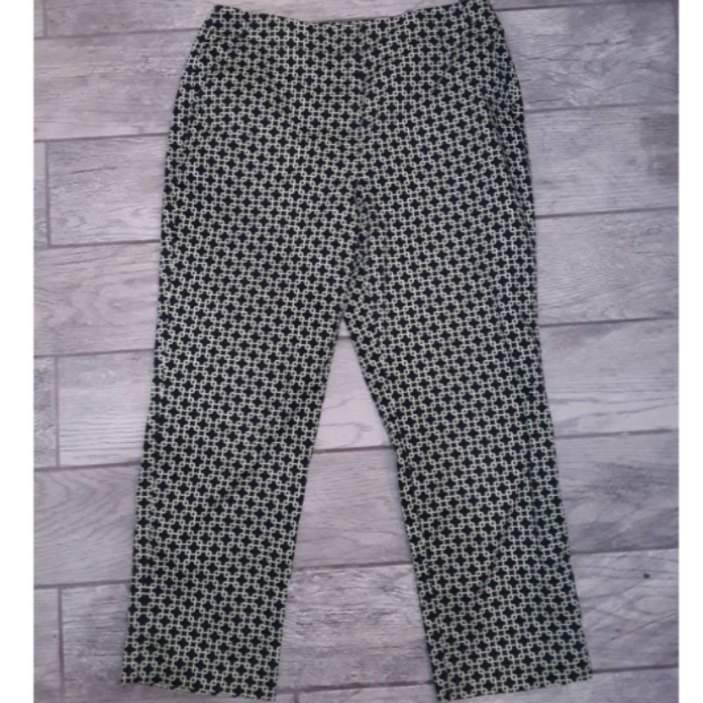 Talbots women's navy & green geometric pants large